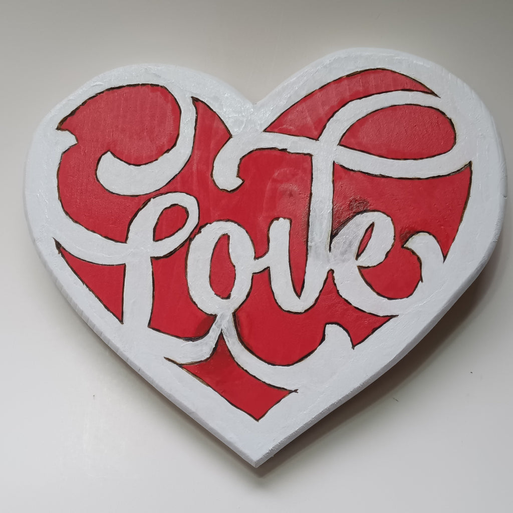 Hanging Wooden "Love" Heart